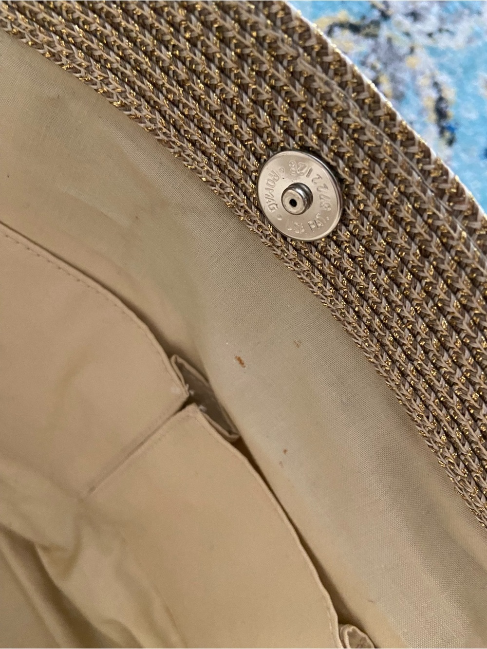 TALBOT’S Gold Woven Metallic Tote Bag with Leather Handles - Picture 7 of 7